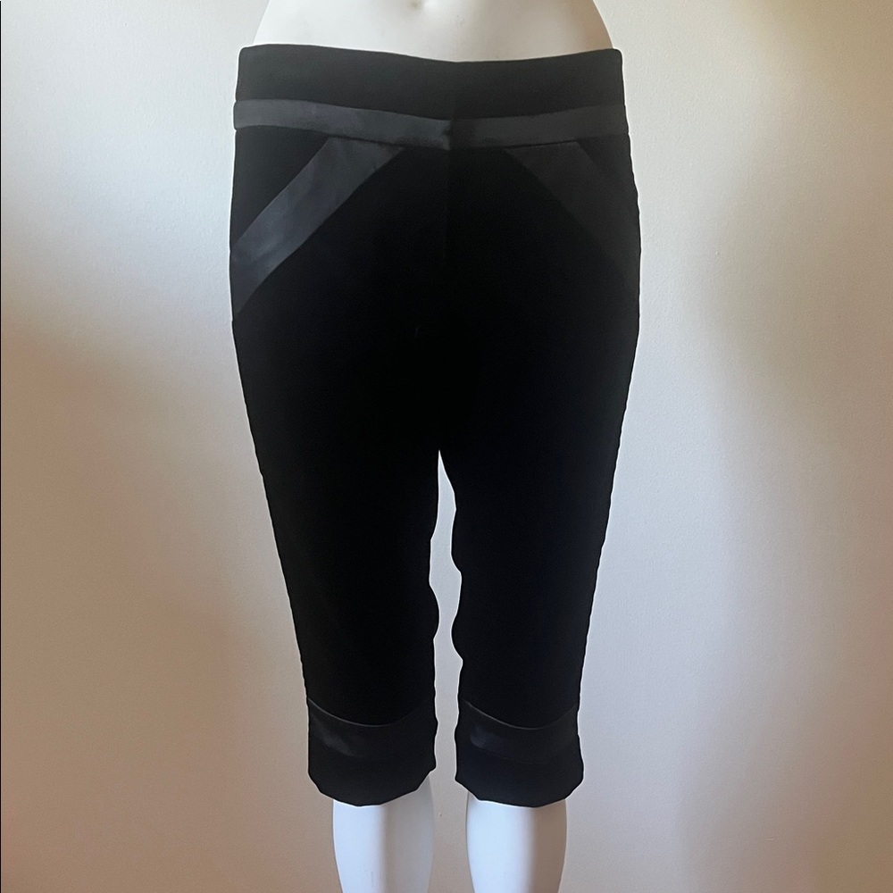 Diane Von Furstenberg Louis black velvet and satin knee length shorts